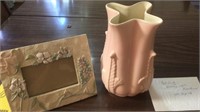 RED WING POTTERY ACANTHUS VASE AND A