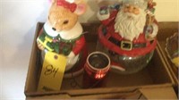 CHRISTMAS COOKIE JARS, AND A JAR WITH LIGHTS