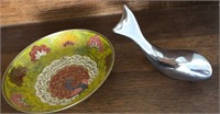 B - HAND PAINTED BOWL & SCULPTURE (012)
