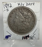 1892 US Morgan Silver Dollar S