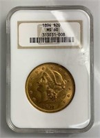 1894 US $20 Gold Liberty NGC MS60