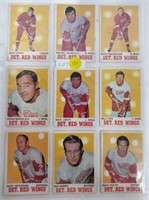 9 DETROIT RED WINGS 1970-71 OPC CARDS