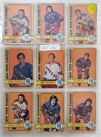11 NEW YORK RANGERS 1972-73 OPC CARDS