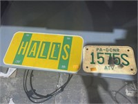 Hall’s and atv  license plate