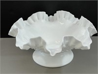 Large White Ruffled Hobnail Bowl