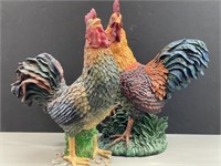 Set of two Large Resin Roosters