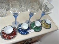 PRETTY CUPS SAUCERS AND WINE GLASSES