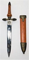 Ornate Knife in Wood & Metal Sheath
