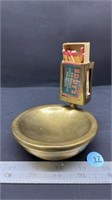 Weighted Brass CPR Ashtray w/Matchbox Holder