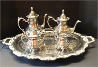 TOWLE SILVER PLATED TEA SET W/ TRAY