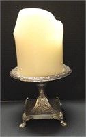 LARGE PILLAR SILVER PLATED CANDLE HOLDER