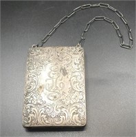 ANTIQUE METAL COMPACT ON CHAIN