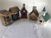 Lot of Various Wood and Metal Bird Houses