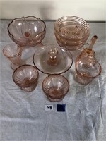 Lot of Pink Depression Glass Kitchenware