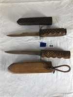Antique knives w/ wood aftermarket handles and she