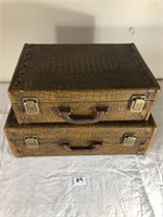Antique Style Decorative Leather Suitcases