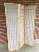 Wood and Rice Paper Room Divider, 3 Panels