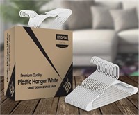 Utopia Home 50-Pack White Plastic Hangers for