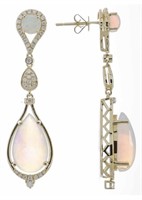 14k Gold 10.79 cts Fire Opal & Diamond Earrings