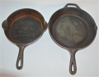 2 Cast Iron Skillets Lodge 8SK & Unmarked 7"