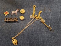 Lot of Various Pins USR, Necklace