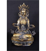 A Fine 19th C Tibetan Bronze Seated Buddha