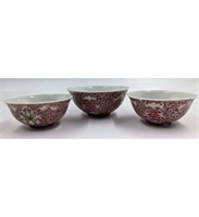Lot Of 3 Chinese Famille Rose Enamel Painted Bowl