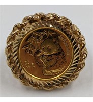 1995 14K Gold Chinese Panda Gold Coin Ring, Never