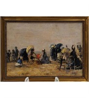 Signed Oil On Board Painting, After Eugene Boudin