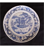 Antique Chinese Blue And White Plate 19th Century