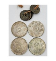 A Grouping Of Chinese Silver Coins Plus 4 Others