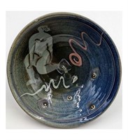 A Fine Glazed Studio Pottery Bowl With A Nude Wom