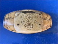 Ivory Snuff Box Scrimshaw Floral Design