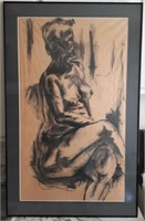 Large Nude Charcoal Study/ Drawing