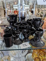 Lot of Black Amethyst Glassware
