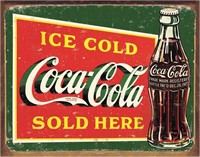Coca Cola Sold Here Tin Sign