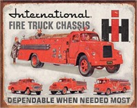 International Fire Truck Tin Sign