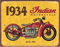 1934 Indian Motorcycle Tin Sign