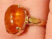 14k Yellow Gold Mexican Fire Opal Ring