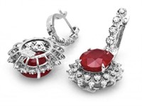 $11730  15.95 cts Ruby & Diamond 14k Earrings