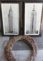 EMPIRE STATE BUILDING, CHRYSLER BUILDING, WREATH