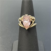 10KT Pink Quartz and Diamond Ring