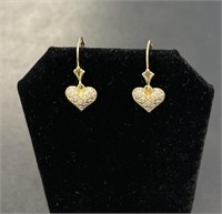 14KT Teardrop Heart-Shaped Earrings