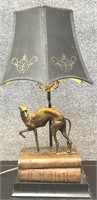 Vintage Table Lamp with Bronze Greyhound