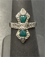 Sterling Marcasite and Chalcedony Ring