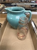 Vintage pitcher and whitings milk bottle