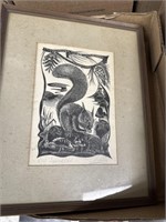Scottish wild life - original wood engraving