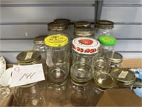 Large lot of glass jars