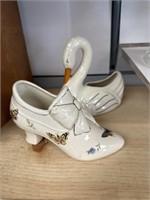 Vintage, swan, and butterfly shoe