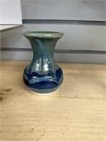 Handmade, glazed pottery vase